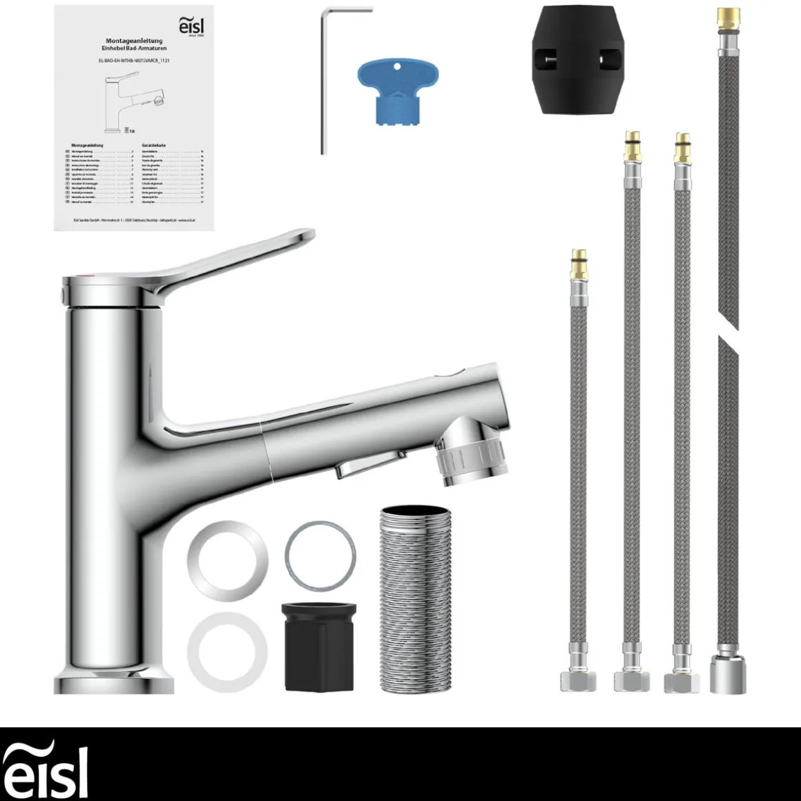 WT-Armatur Variabel chrom Schnellmontageherausziehbare Brause 2 Strahlarten