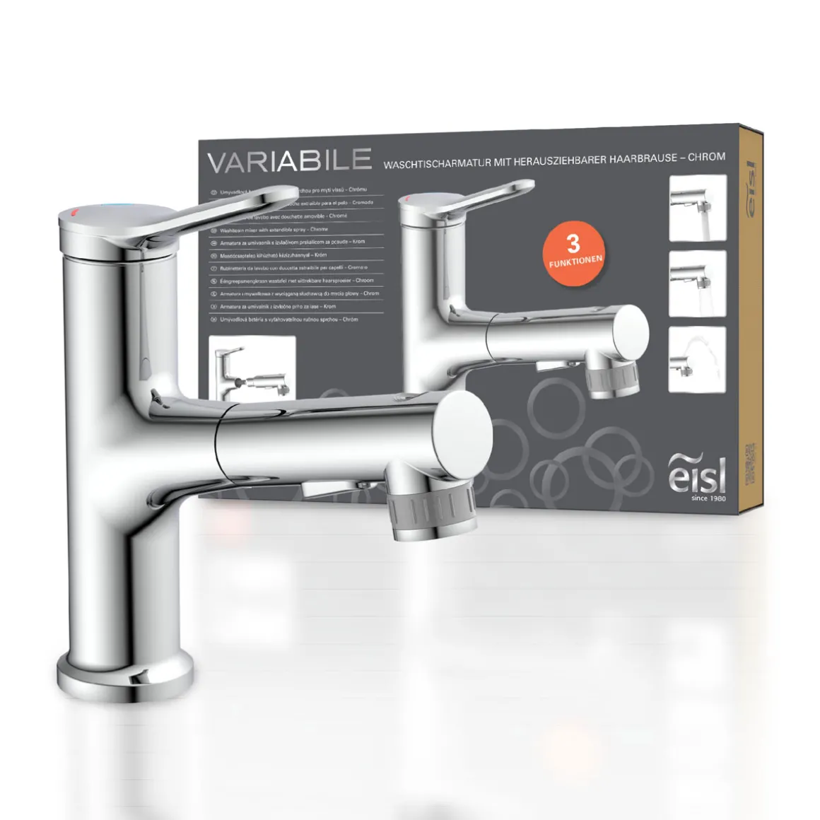 WT-Armatur Variabel chrom Schnellmontageherausziehbare Brause 2 Strahlarten